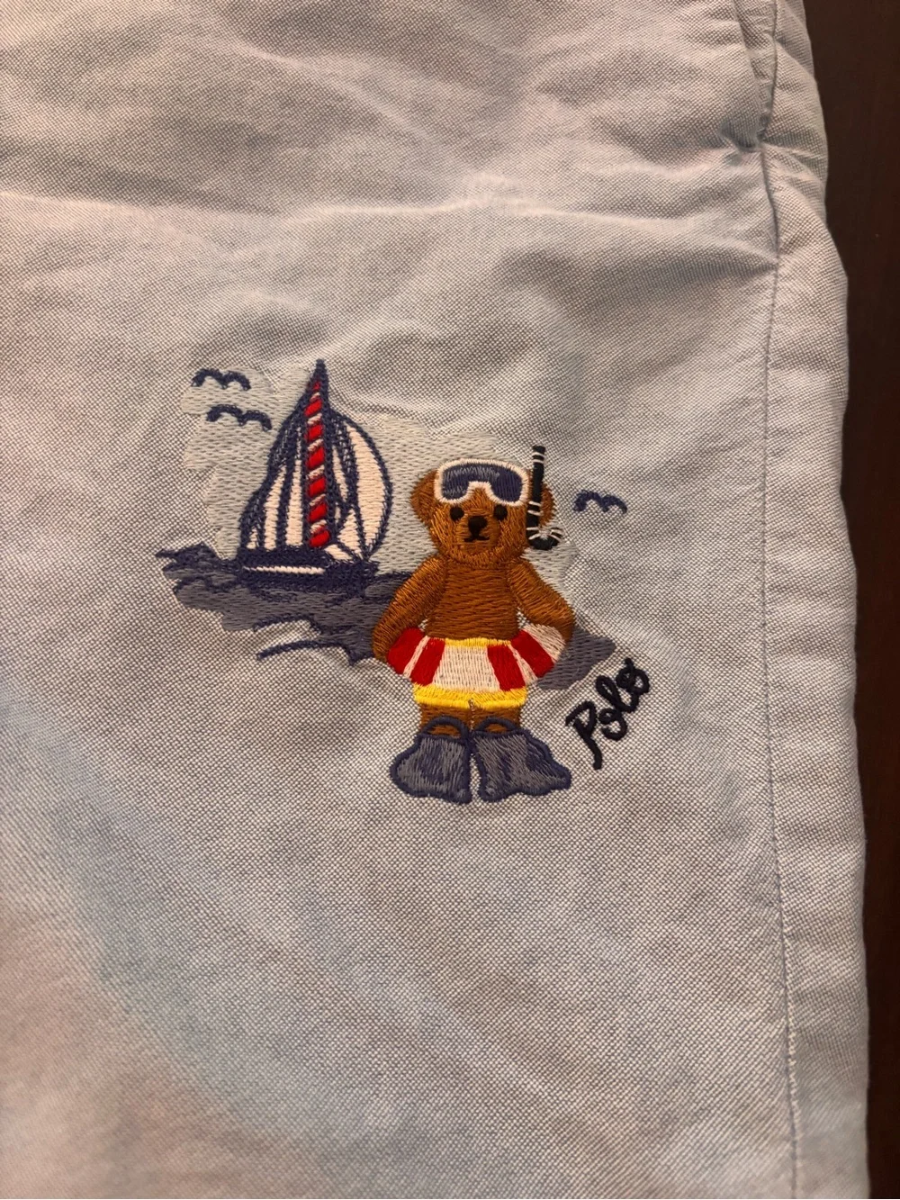 Polo by Ralph Lauren Light Blue Embroidered Polo Bear Shorts